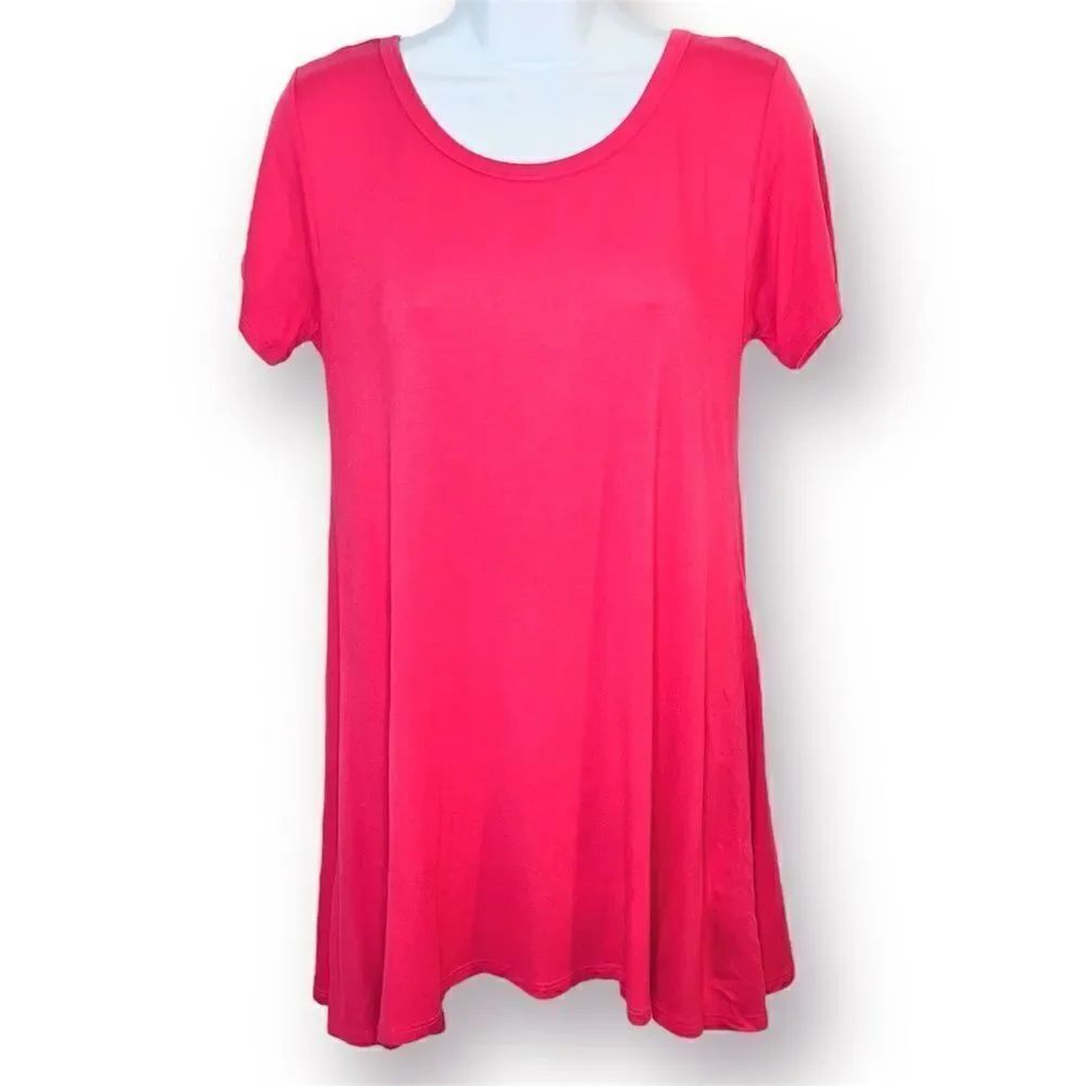 Goo Yoo Women’s Solid Short Sleeve Tunic Top Lilac S
